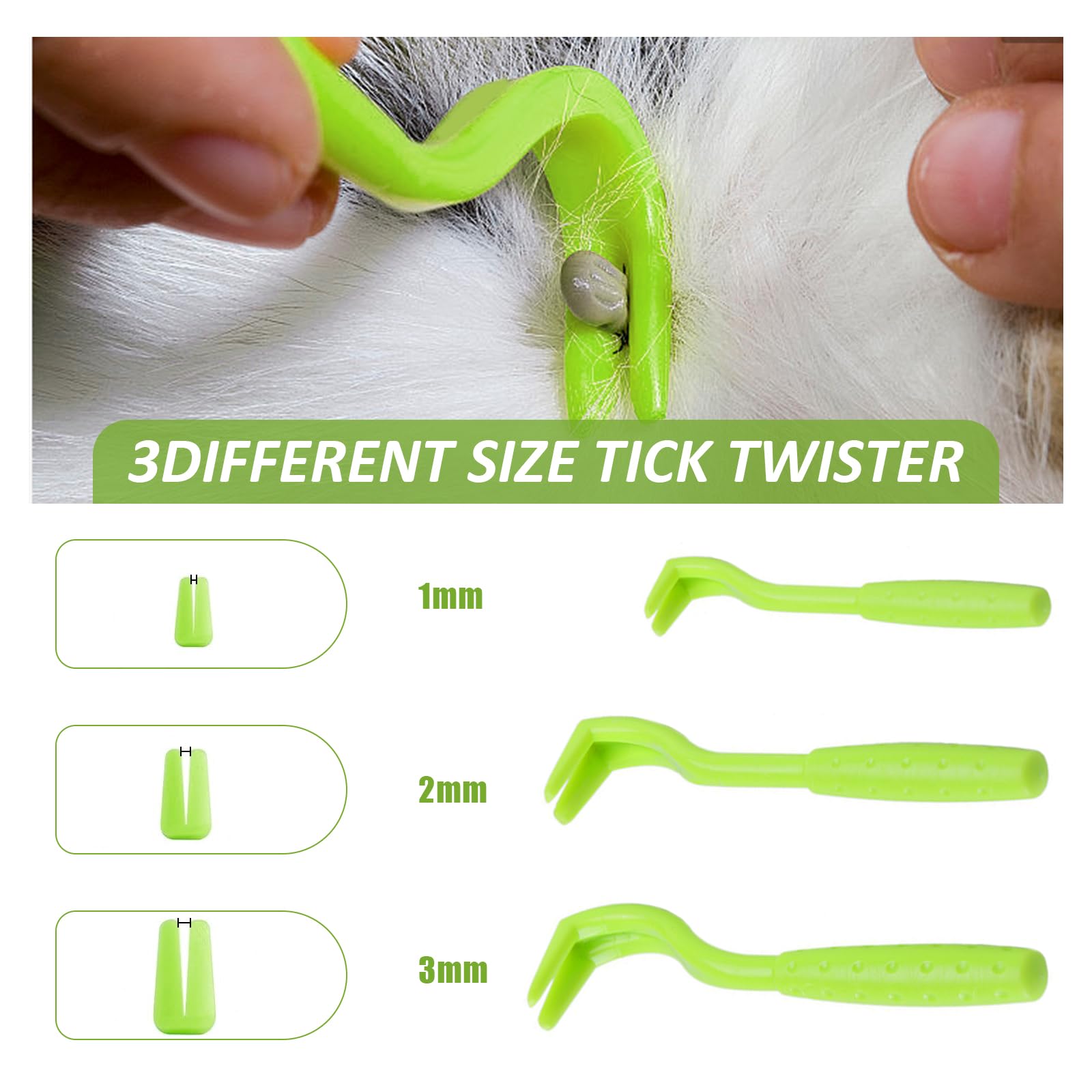 Tick Removal Tool Kit, 7Pcs Plastic Tick Removers Including Stainless Steel Tweezers and Comb for Dogs Cats (7P-B)