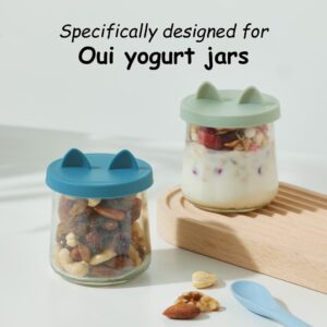 Wingcases Oui Yogurt Jar Lids Silicone - 12 Pack Morandi Colour Patent Authorised Design for 5 Oz Oui Yoghurt Glass Jars, Lids Only, Leakproof, Reusable, Food-Grade, Cute