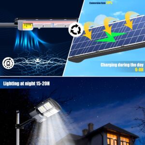 VENSSTNOR 600W Solar Street Lights Outdoor - 6500K 60000LM LED Street Lights with Motion Sensor Dusk to Dawn Ip67 Waterproof, Solar Parking Lot Lights for Garage,Yard,Driveway,Garden