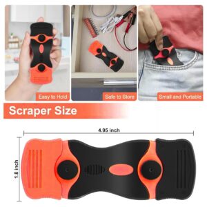 Scraper Tool Set with 20 Razor Blades for Removing Labels, Decals and Stickers from Glass and Stove Tops, 2-in-1 Design，Black and orange (orange)