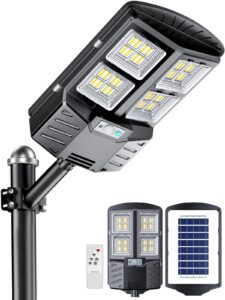 vensstnor 600w solar street lights outdoor - 6500k 60000lm led street lights with motion sensor dusk to dawn ip67 waterproof, solar parking lot lights for garage,yard,driveway,garden