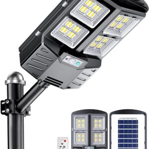 VENSSTNOR 600W Solar Street Lights Outdoor - 6500K 60000LM LED Street Lights with Motion Sensor Dusk to Dawn Ip67 Waterproof, Solar Parking Lot Lights for Garage,Yard,Driveway,Garden