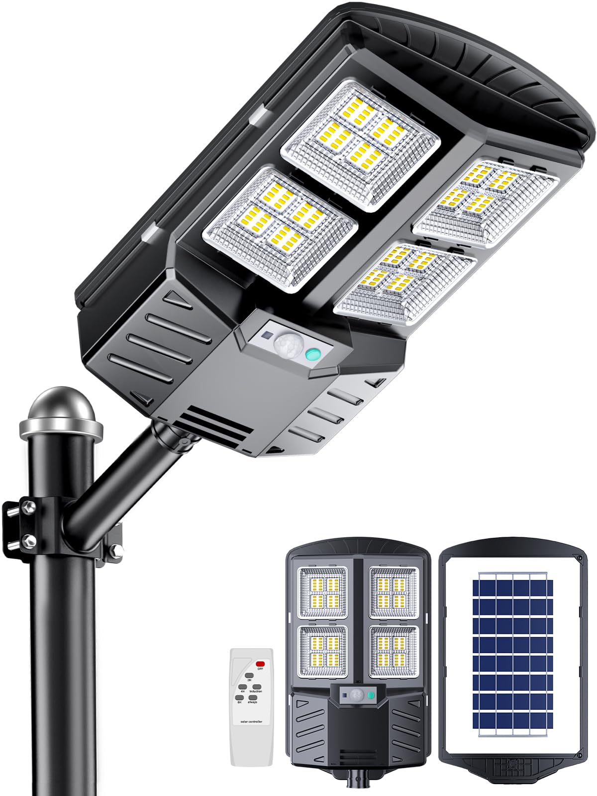 VENSSTNOR 600W Solar Street Lights Outdoor - 6500K 60000LM LED Street Lights with Motion Sensor Dusk to Dawn Ip67 Waterproof, Solar Parking Lot Lights for Garage,Yard,Driveway,Garden