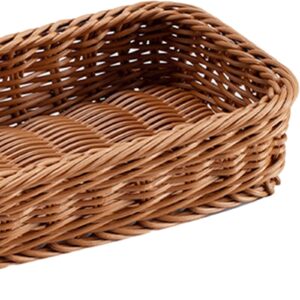 IEUDNS Rattan Storage Basket Wicker Organizer Woven Wicker Box Key Holder Rectangular Woven Basket for Living Room Bedroom Shelf