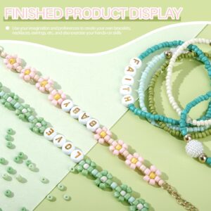 3mm Glass Seed Beads for Bracelet Jewelry Making 24 Colors Bracelet Making Kit for Girls Adults Friendship Bracelet Making Kit with Letter Beads