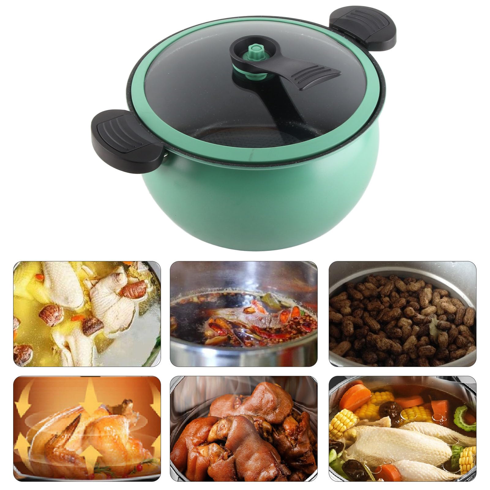 Micro Pressure Cooker Fast Cooking Cookware, 31 * 28 * 17cm Non Stick Microwave Kitchenware, Multi Functional Big Capacity Universal Stew Pot (5L)