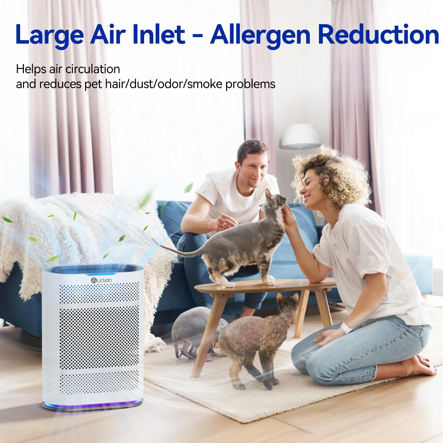 Air Purifiers for Home Large Room Cover 2,100 Ft²,Home Air Purifier with Air Quality Monitor & Aromatherapy,Auto H13 Air Purifier Removes Pets Hair Dust Smoke Odor,with 7 Colors Light(White)