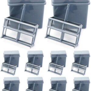 QWORK Microscope Slides Staining Jar and Rack, 10 Pack 24-Slots, Grey