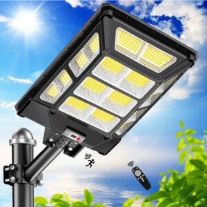 vensstnor 3200w solar street lights outdoor - 320000lm 6500k 4 levels brightness solar flood lights motion sensor dusk to dawn, ip67 waterproof solar parking lot lights for street,garden,yard,path