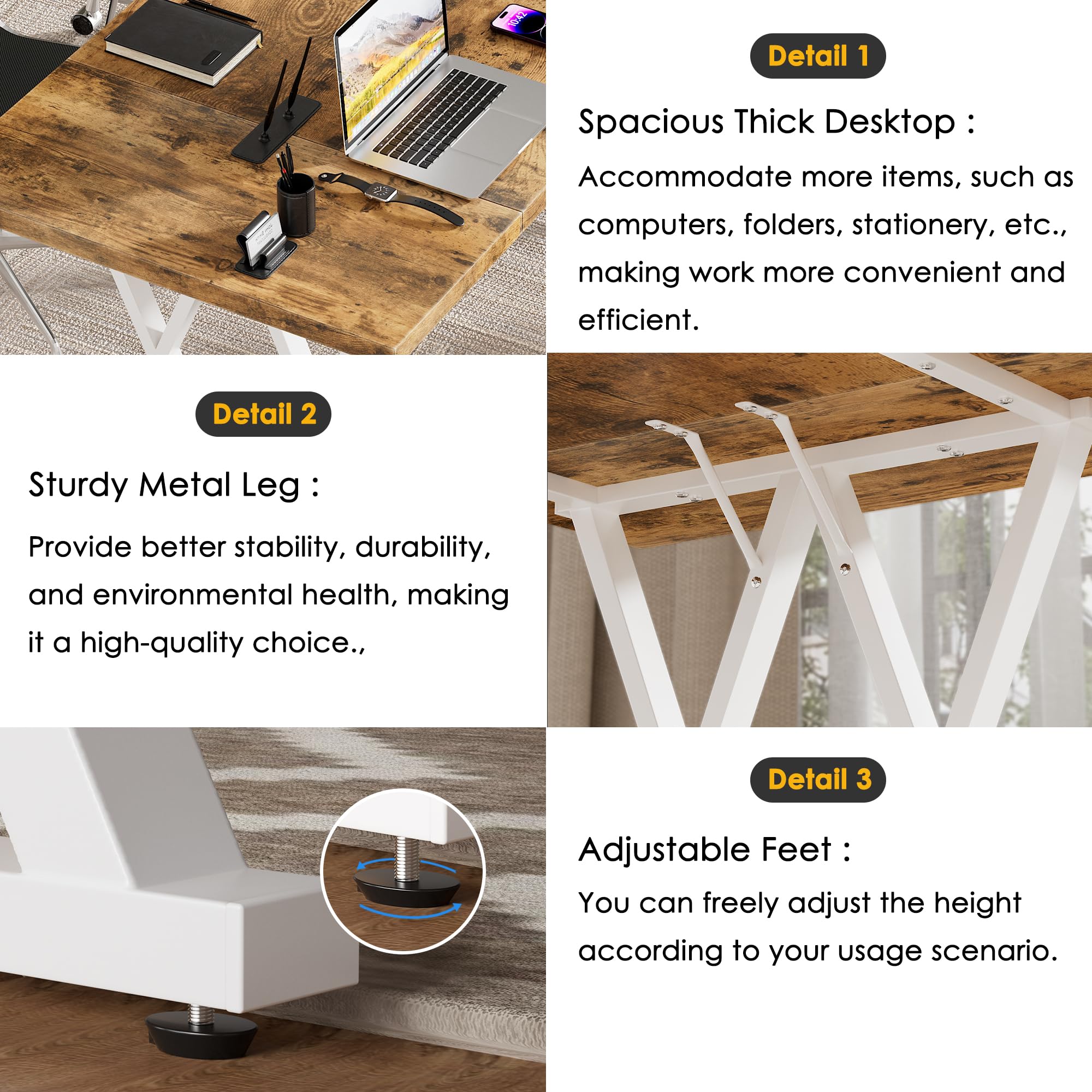 PAKASEPT 71" Executive Desk, Large Computer Office Desk Workstation, Modern Simple Style Laptop Desk, Dining Room Table, Business Furniture for Home Office