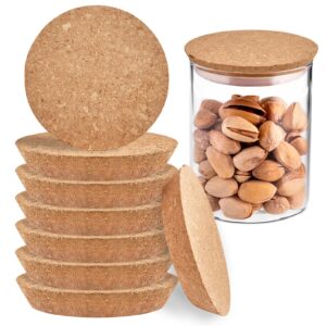 lainballow 8 pcs cork lids, 3.8-4.5 inch large wooden cork stoppers, wood tapered canning jar lids, glass jar cork plugs for mason jars, kitchen jars, diy gift jars