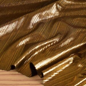 2 yard metallic foil stretch fabric, 4 way stretch spandex, glitter sewing fabric by the yard, dark gold lame fabric, 72”x59”, a23