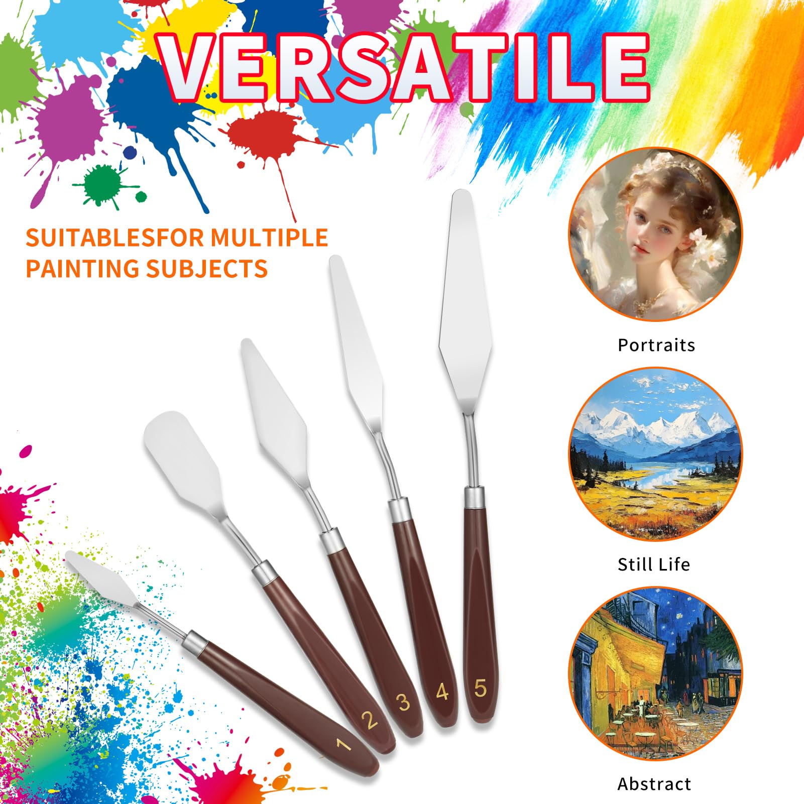 5pcs Palette Knife,Stainless Steel Spatula Palette Knife set, Pallet Knife,Painting Knives,Oil Painting Accessories for Oil, Canvas, Acrylic Painting By EGYPAMID