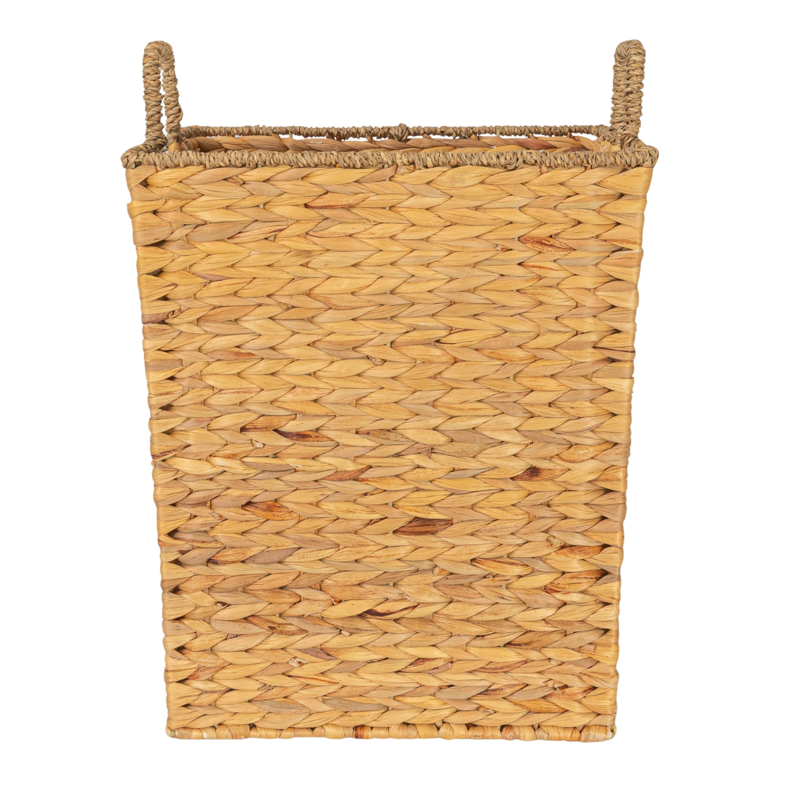 Household Essentials Square Handwoven Water Hyacinth and Seagrass Basket with Handles, Natural