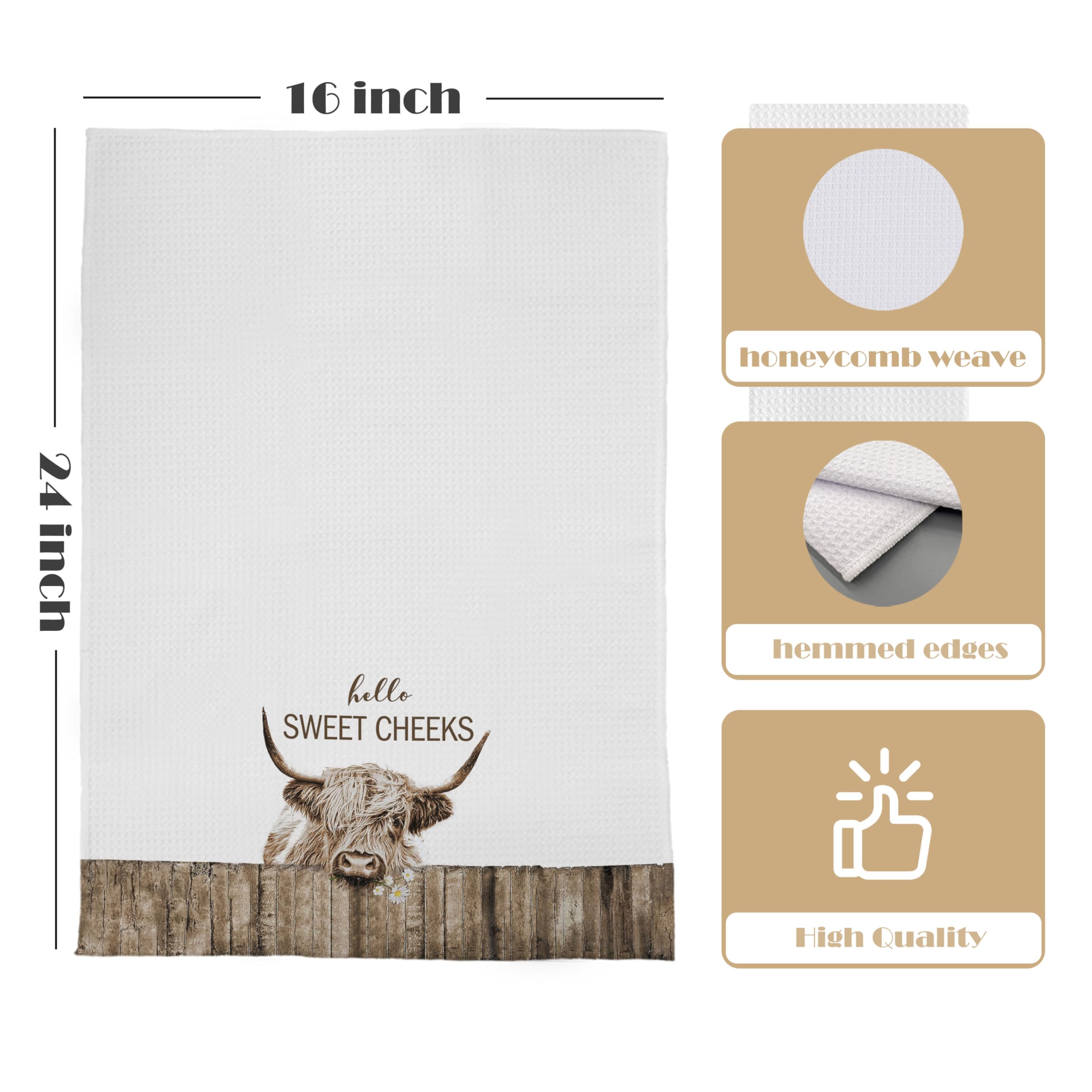 GCFET Highland Cow Bathroom Towels - Farmhouse Cow Decorative Hand Towels for Bathroom 16x24, Funny Bathroom Hand Towels, Funny Hand Towels for Bathroom