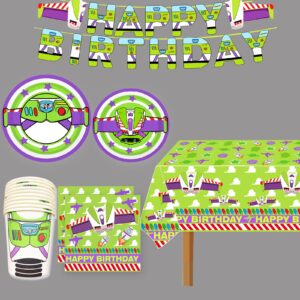 Light inspired Year Birthday Decorations Buzz Birthday Banner Party Supplies for Cartoon Story 1st 2nd 3rd 4th 10th Bday Decor(Purple)