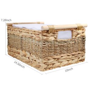 Wicker Basket, Baskets for Organizing, Woven Storage Basket with Handles, Water Hyacinth Shelves Natural Hyacinth Storage Baskets (Large/1P - 14.5"x10"x7.2"H)