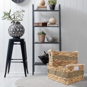 Wicker Basket, Baskets for Organizing, Woven Storage Basket with Handles, Water Hyacinth Shelves Natural Hyacinth Storage Baskets (Large/1P - 14.5"x10"x7.2"H)