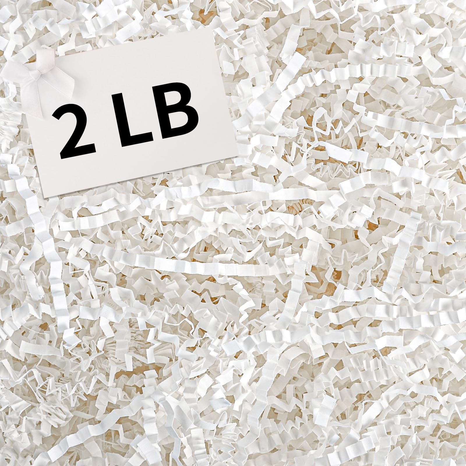 2 LB Crinkle Cut Paper Shred Filler, White Crinkle Paper Shredded Paper Stuffing for Gift Baskets Box Filling Christmas Birthday Wedding Anniversary Stocking Stuffers