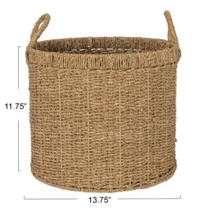 Household Essentials Round Seagrass Basket with Handles, Natural