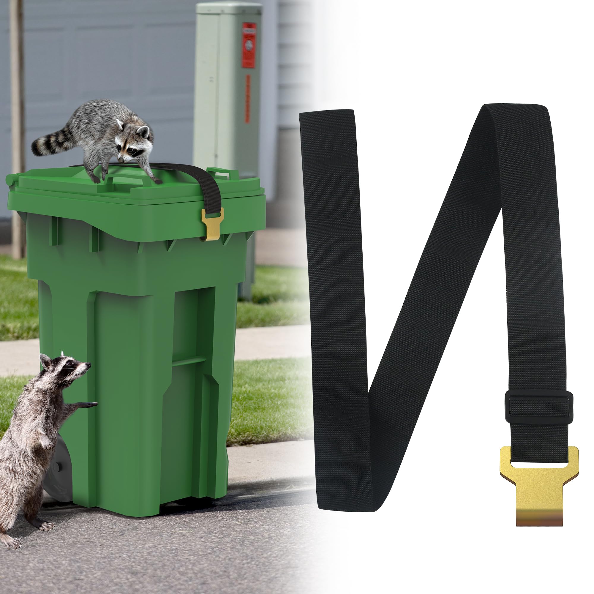 Gadgetzan 1 Pcs Trash Can Locks for Animals,Garbage Can Locks for Animals with Metal Claw,Adjustable Trash Can Lid Lock Outdoor,Garbage Can Straps Clips for Animals Keep Out Raccoon,Bear - Black