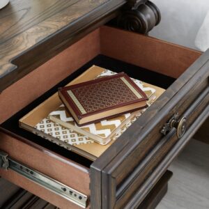 Signature Design by Ashley Maylee Classic 2 Drawer Nightstand with Pull-Out Tray, Power Supply and USB Ports, 29.5" Tall, Dark Brown