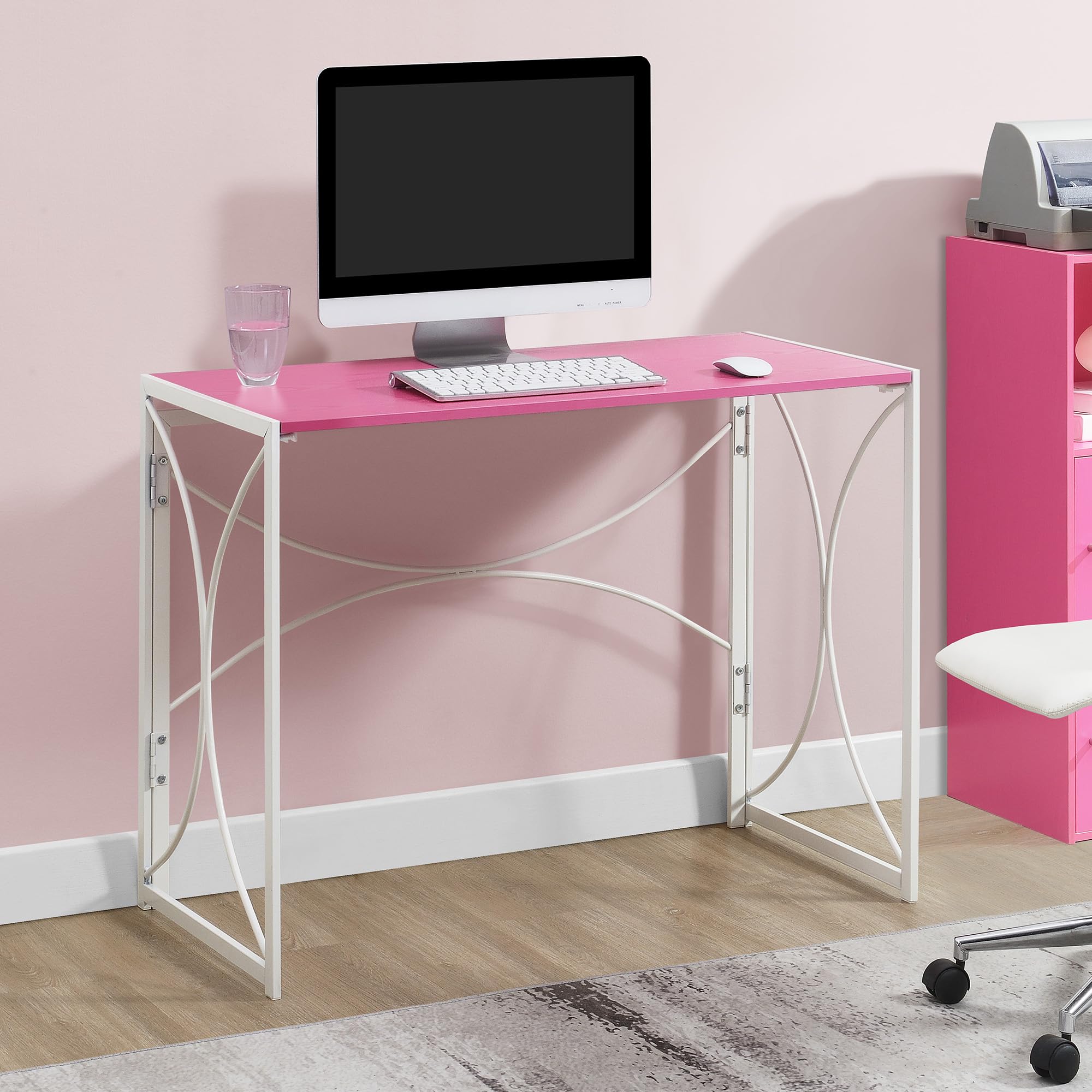 Convenience Concepts Designs2Go Nova Folding Desk, Pink/White