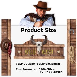 Chunnin West Cowboy Party Door Decoration Wild West Party Decoration Cowboy Door Banner Hanging Supplies Western Themed Saloon Banner for Western Rustic Bar Photo Booth Props Favor