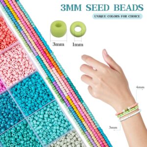 3mm Glass Seed Beads for Bracelet Jewelry Making 24 Colors Bracelet Making Kit for Girls Adults Friendship Bracelet Making Kit with Letter Beads