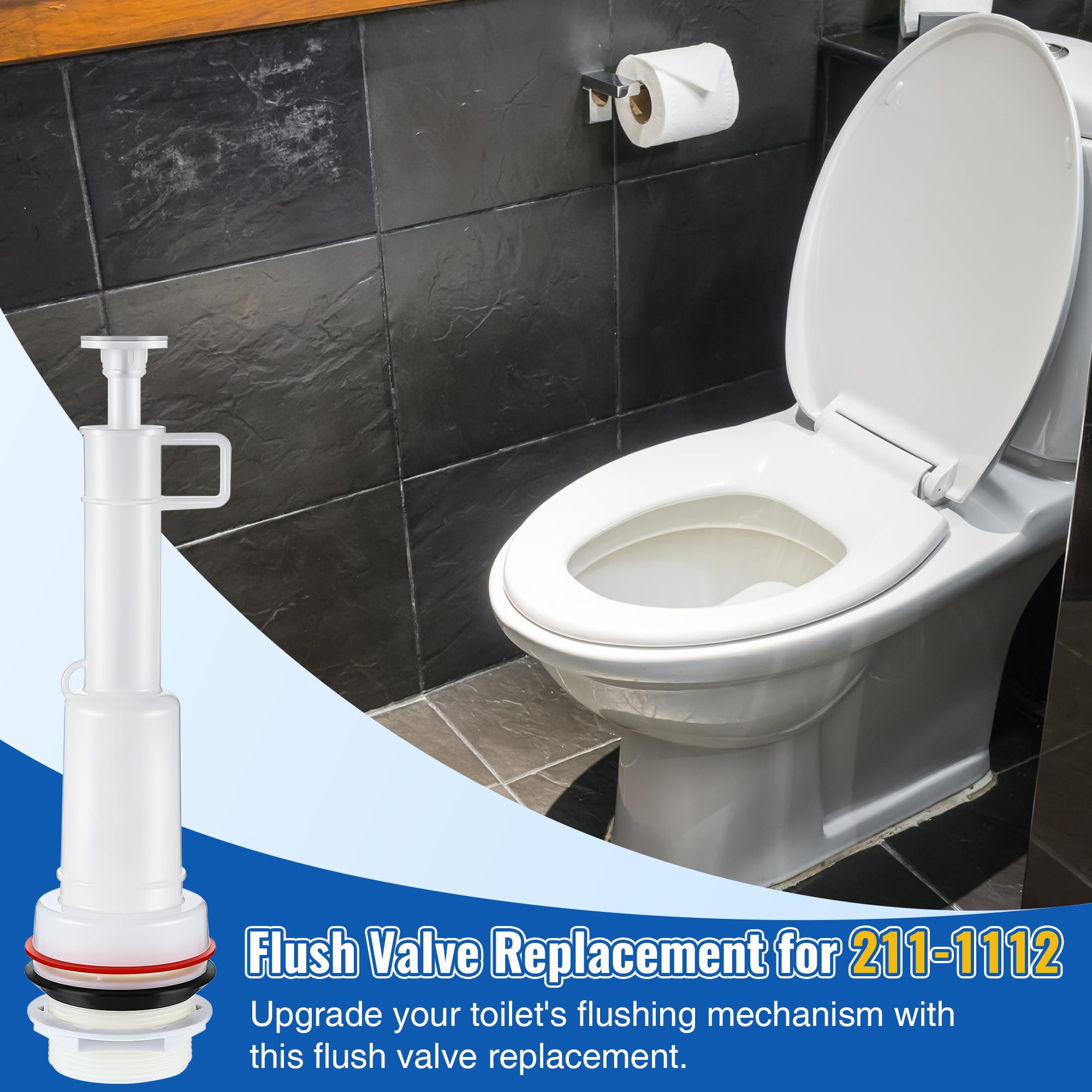 Dreyoo Flush Valve Replacement for 211-1112, Compatible with Mansfield Toilet Tank Models, for All Trip Levers, Replacement Toilets Flush Valve Parts, Tower Type, Plastic