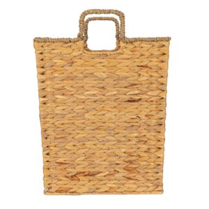 Household Essentials Square Handwoven Water Hyacinth and Seagrass Basket with Handles, Natural