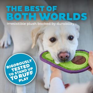 Outward Hound Tough Skinz Durable Squeaky Dog Toy with Two Tough Layers, Avocado, Green, Medium