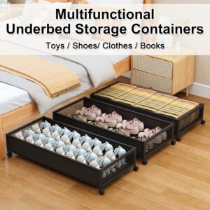 Under Bed Storage with Wheels,2 Pack Under Bed Storage Containers,36"Underbed Storage With Wheels,Under Bed Shoe Storage,Rolling Shoe Organizer Under Bed,Large Under Bed Drawers for Clothes,Blankets