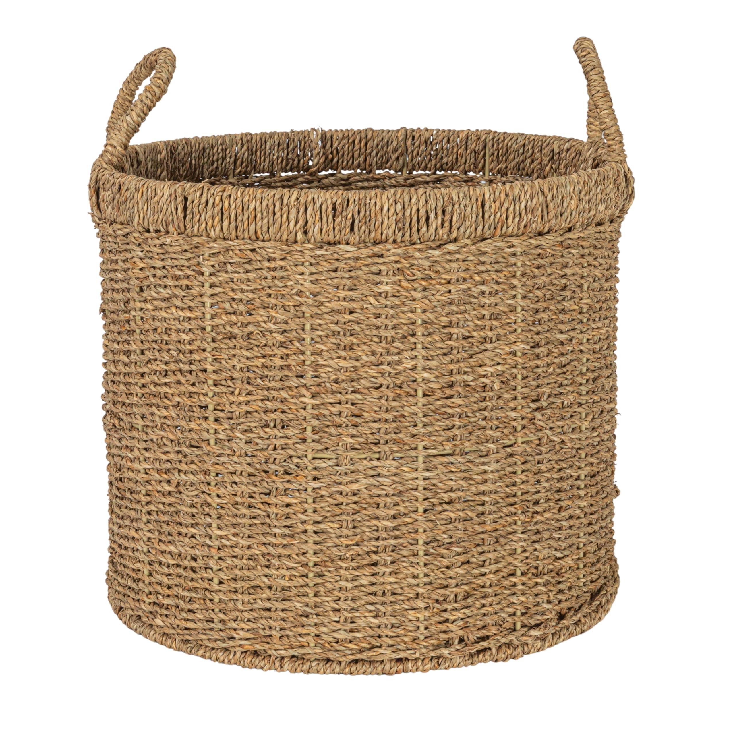 Household Essentials Round Seagrass Basket with Handles, Natural