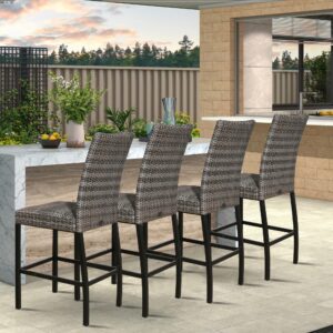 ulax furniture outdoor bar stools set of 4 - patio wicker padded chairs for all-weather rattan furniture