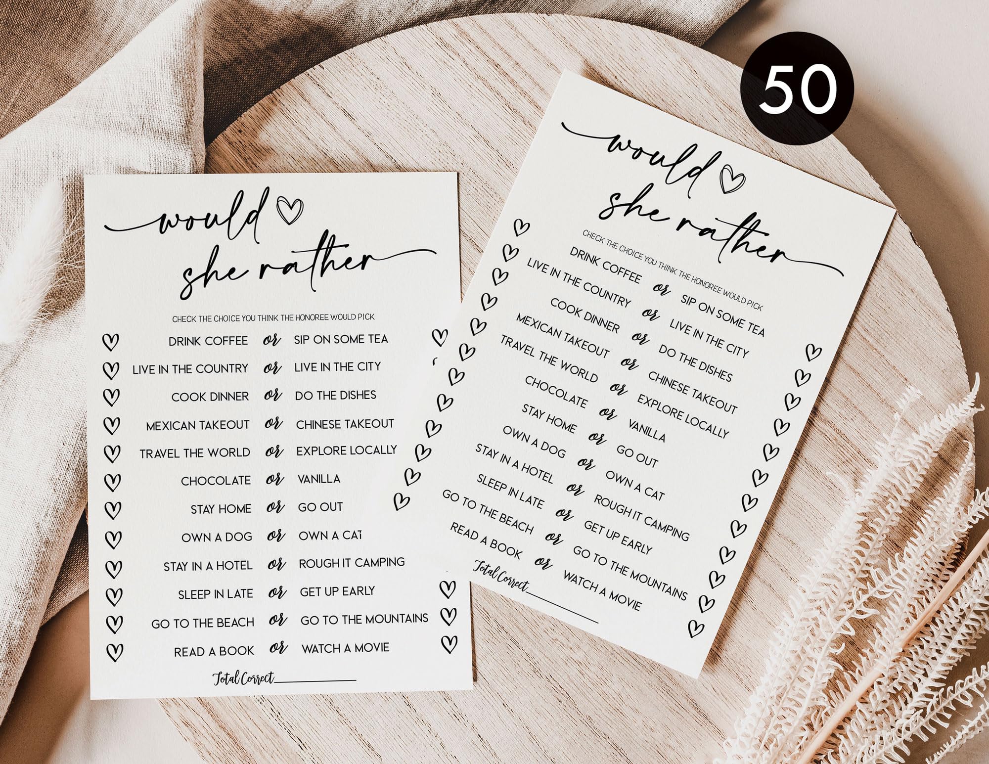 All Ewired Up 50 Would She Rather Game (50-Cards) Fun Baby Bridal Shower Birthday Party Game Activity, Gender Neutral Boy or Girl, Minimalist