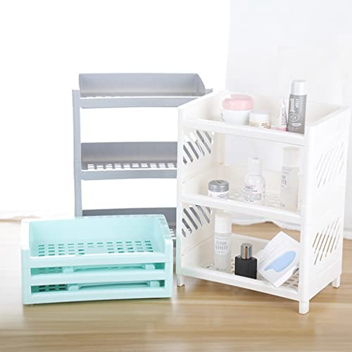 AIYAYOU 3 Hollow Out Plastic Shelf Foldable Desktop Storage Rack Countertop Cosmetic Holder Storage Tray Bathroom Kitchen Tabletop Organizer Countertop Organizer Shelf Kitchen, Green