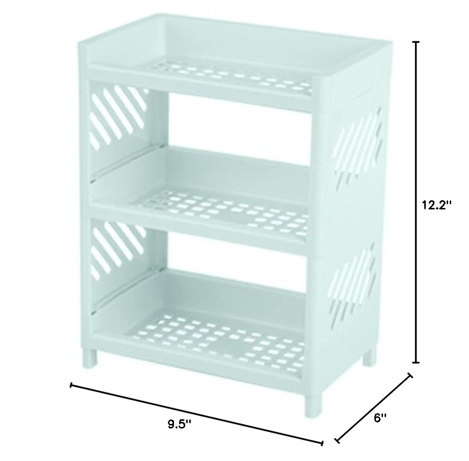 AIYAYOU 3 Hollow Out Plastic Shelf Foldable Desktop Storage Rack Countertop Cosmetic Holder Storage Tray Bathroom Kitchen Tabletop Organizer Countertop Organizer Shelf Kitchen, Green