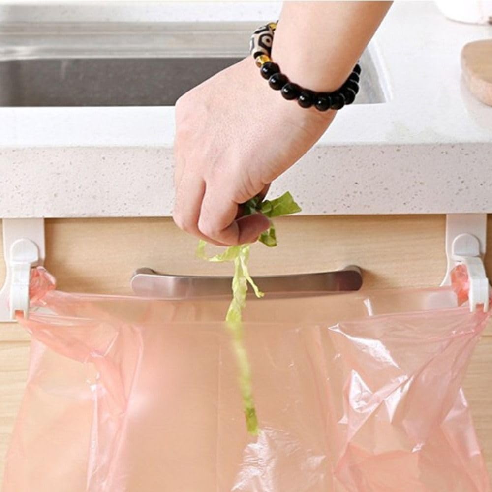 Generic 2PCS Trash Hanger Rack,Plastic Storage Rack Cupboard Back Trash Bag Hook Rubbish Bag Storage Stand for Kitchen Home, AM0XEB0HQN5US