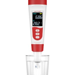 meross PH Meter, Digital PH Meter for Water Hydroponics with ATC, IP67 PH/Temp 2 in 1 Tester Pen with 0-14 PH Measurement Range, 0.01PH High Accuracy Mini Pen for Pool, Drinking Water