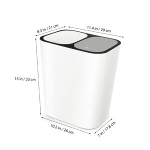 Garneck Dual Compartment Trash Can 15L Double Bin Trash Can for Kitchen Recycling Holds Garbage Slim Waste Basket for Bathroom, Bedroom, Home Office, Living Room, Kitchen