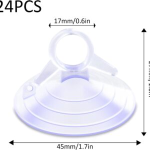 AccEncyc 24Pcs Suction Cups with Loops Window Suckers with Ring Car Glass Windshield Sunshade Suction Cups Aquarium Heater Suction Cups Glass Suction Pads for Seasonal Xmas Decorations (Clear)