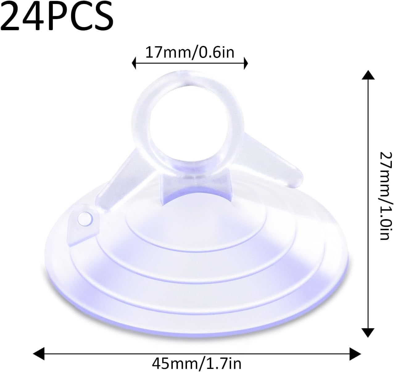 AccEncyc 24Pcs Suction Cups with Loops Window Suckers with Ring Car Glass Windshield Sunshade Suction Cups Aquarium Heater Suction Cups Glass Suction Pads for Seasonal Xmas Decorations (Clear)