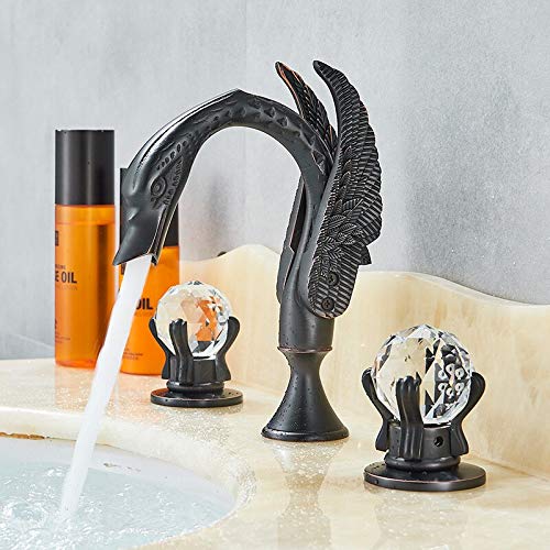 RAEZWJTDC Luxury Gold 3Pcs Washbasi Sink Tap Bathroom Faucet 2 Handles Bath Mixer Home Improvement Beauty Bathtub Mixer Taps (Color : Black Bronze)