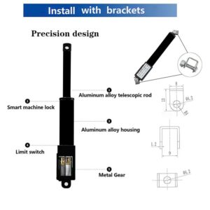 URANT Mini 12V 4"Stroke Electric Linear Actuator, 60N(13.4Lbs),Speed 15mm/s Linear Motion Actuator, Waterproof Linear Actuator with Waterproof Switch and Bracket,for Window Ppener,Robot (100mm)