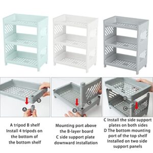 AIYAYOU 3 Hollow Out Plastic Shelf Foldable Desktop Storage Rack Countertop Cosmetic Holder Storage Tray Bathroom Kitchen Tabletop Organizer Countertop Organizer Shelf Kitchen, Green