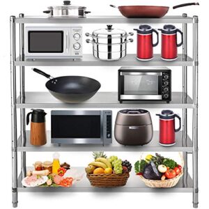 VEVOR Stainless Steel Shelving 48x18.5 Inch 5 Tier Adjustable Shelf Storage Unit Stainless Steel Heavy Duty Shelving for Kitchen Commercial Office Garage Storage 330lb Per Shelf