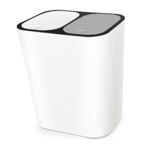 garneck dual compartment trash can 15l double bin trash can for kitchen recycling holds garbage slim waste basket for bathroom, bedroom, home office, living room, kitchen