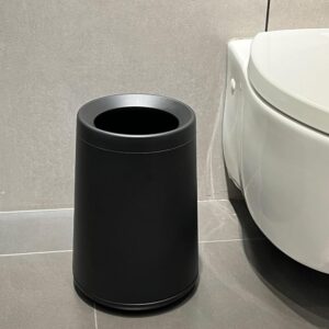 LEASYLIFE 8L/2.1GAL Stainless Steel Trash Can,Small Bathroom Garbage Can,Open Top Trash Can,Black Trash Can for Bathroom,Bedroom,Living Room，Powder Room，Office (black-132-8l)