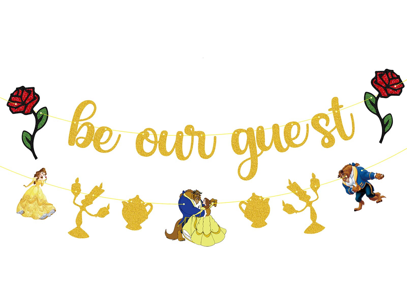 Beauty and the Beast Banner, Be Our Guest Birthday Decorations Birthday Bachelorette Engagement Bridal Shower Baby Shower Birthday Party Beauty and the Beast Banner Party Supplies